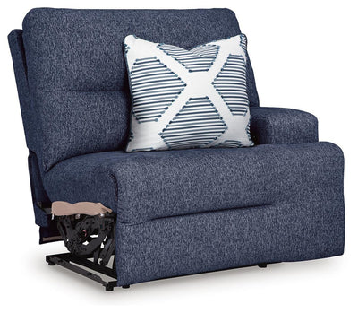 Acklen Place 3-Piece LAF Chaise Power Reclining Sectional Sofa in Navy Performance Fabric and Next-Gen Nuvella
