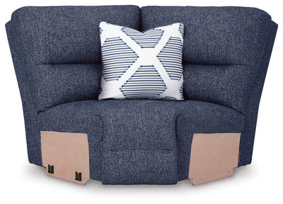 Acklen Place 5-Piece Power Reclining Sectional in Navy Performance Fabric and Next-Gen Nuvella
