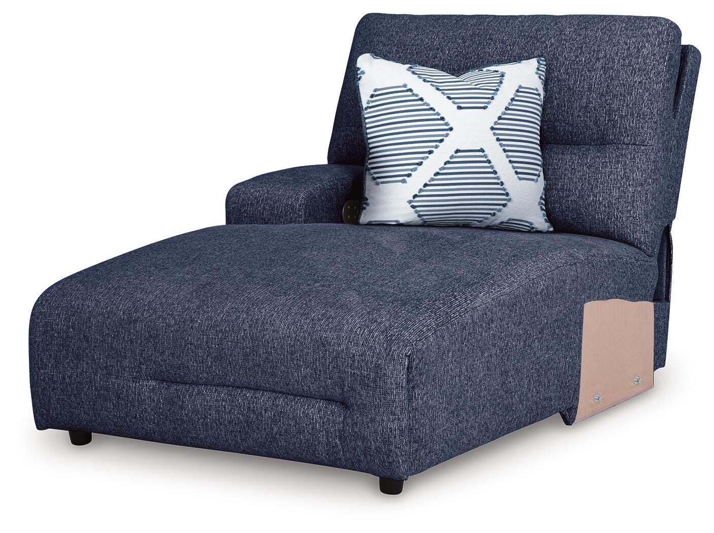 Acklen Place 3-Piece LAF Chaise Power Reclining Sectional Sofa in Navy Performance Fabric and Next-Gen Nuvella