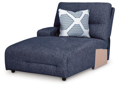 Acklen Place 3-Piece LAF Chaise Power Reclining Sectional Sofa in Navy Performance Fabric and Next-Gen Nuvella