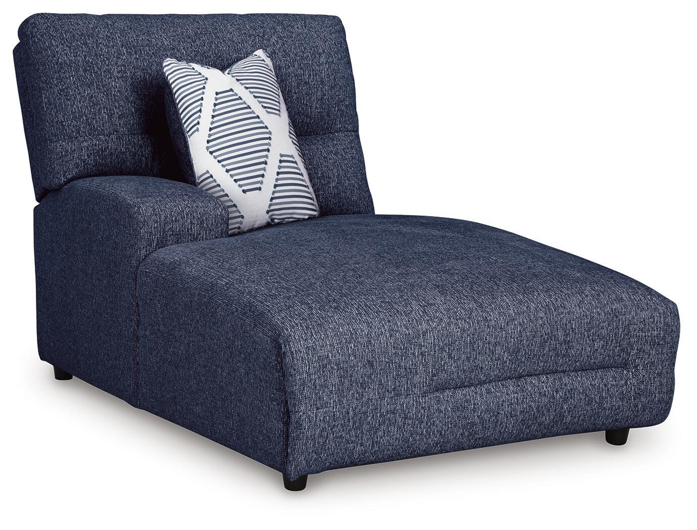 Acklen Place 3-Piece LAF Chaise Power Reclining Sectional Sofa in Navy Performance Fabric and Next-Gen Nuvella