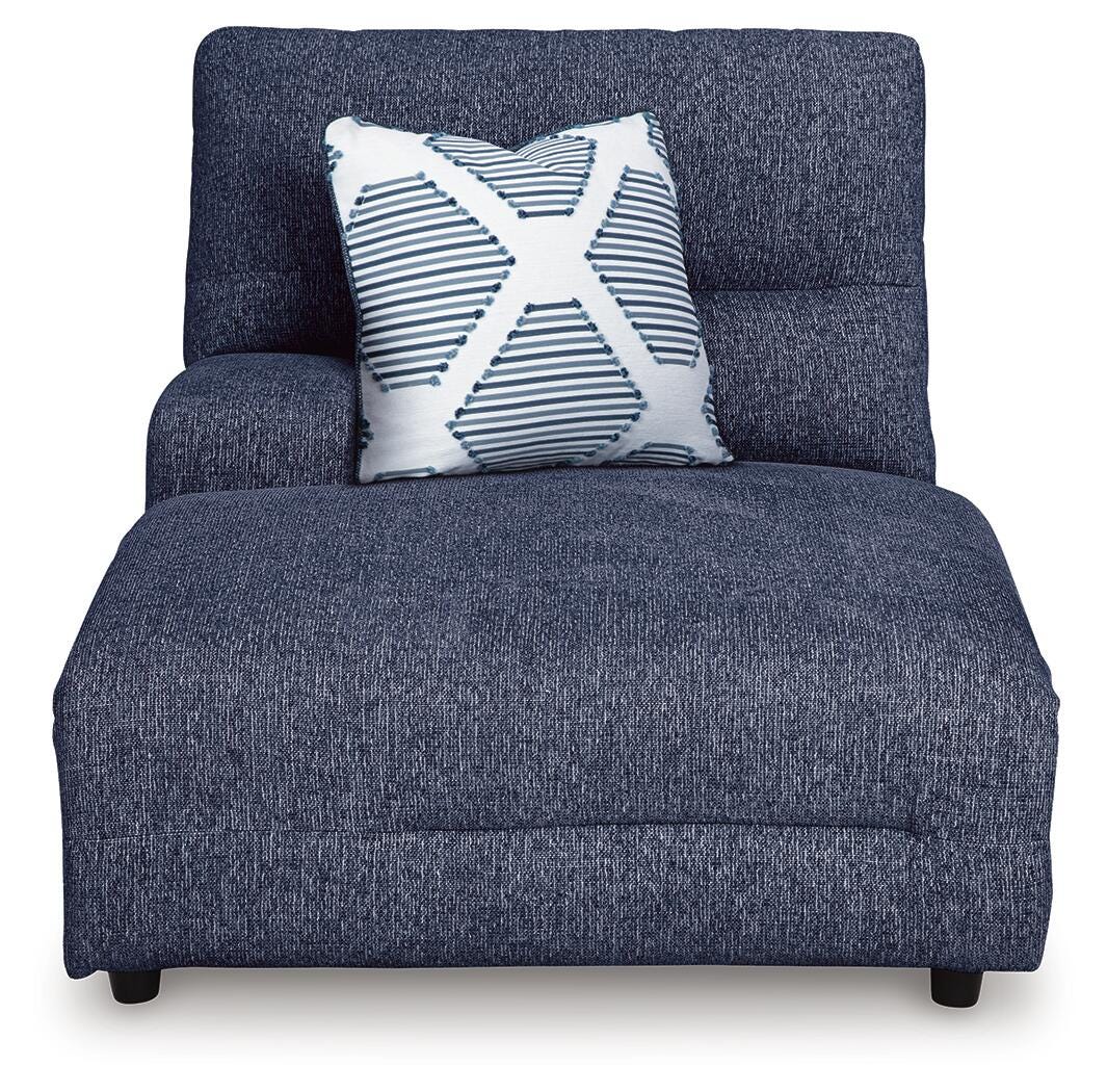 Acklen Place 3-Piece LAF Chaise Power Reclining Sectional Sofa in Navy Performance Fabric and Next-Gen Nuvella