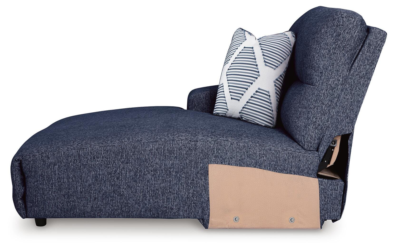 Acklen Place 3-Piece LAF Chaise Power Reclining Sectional Sofa in Navy Performance Fabric and Next-Gen Nuvella