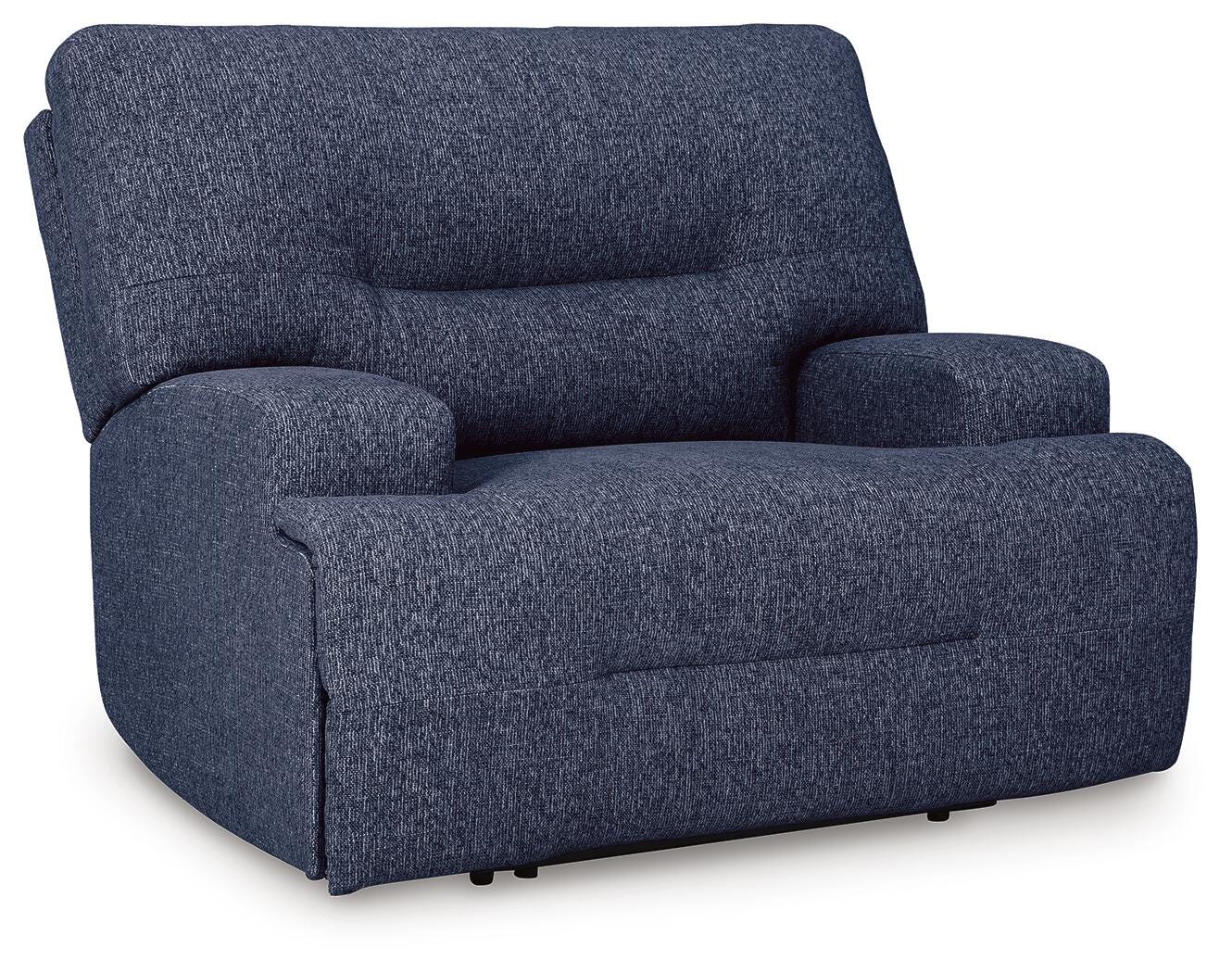 Acklen Place 7-Piece Power Reclining Sectional in Navy Performance Fabric and Next-Gen Nuvella