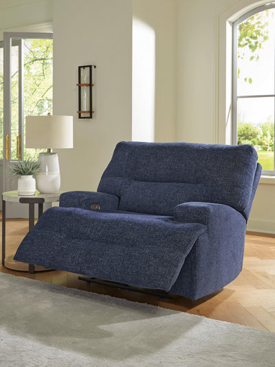 Acklen Place 2-Piece Sectional and Oversized Recliner in Navy
