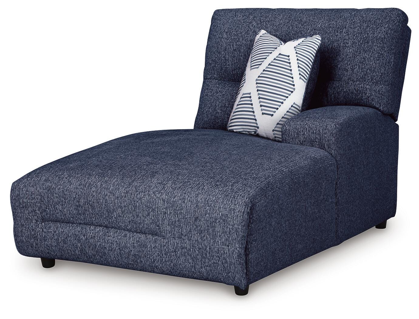 Acklen Place 3-Piece RAF Chaise Power Reclining Sectional Sofa in Navy Performance Fabric and Next-Gen Nuvella