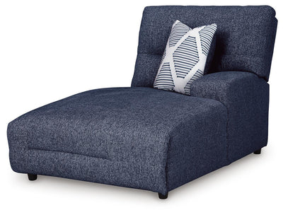 Acklen Place 6-Piece RAF Chaise Power Reclining Sectional in Navy Performance Fabric and Next-Gen Nuvella