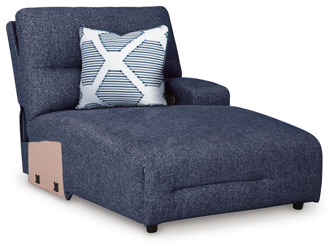 Acklen Place 3-Piece RAF Chaise Power Reclining Sectional Sofa in Navy Performance Fabric and Next-Gen Nuvella