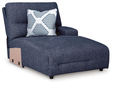 Acklen Place 3-Piece RAF Chaise Power Reclining Sectional Sofa in Navy Performance Fabric and Next-Gen Nuvella