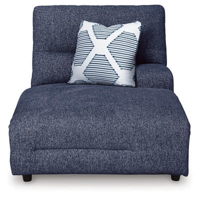 Acklen Place 6-Piece RAF Chaise Power Reclining Sectional in Navy Performance Fabric and Next-Gen Nuvella
