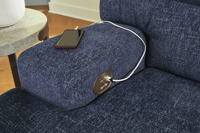 Acklen Place 5-Piece Power Reclining Sectional in Navy Performance Fabric and Next-Gen Nuvella