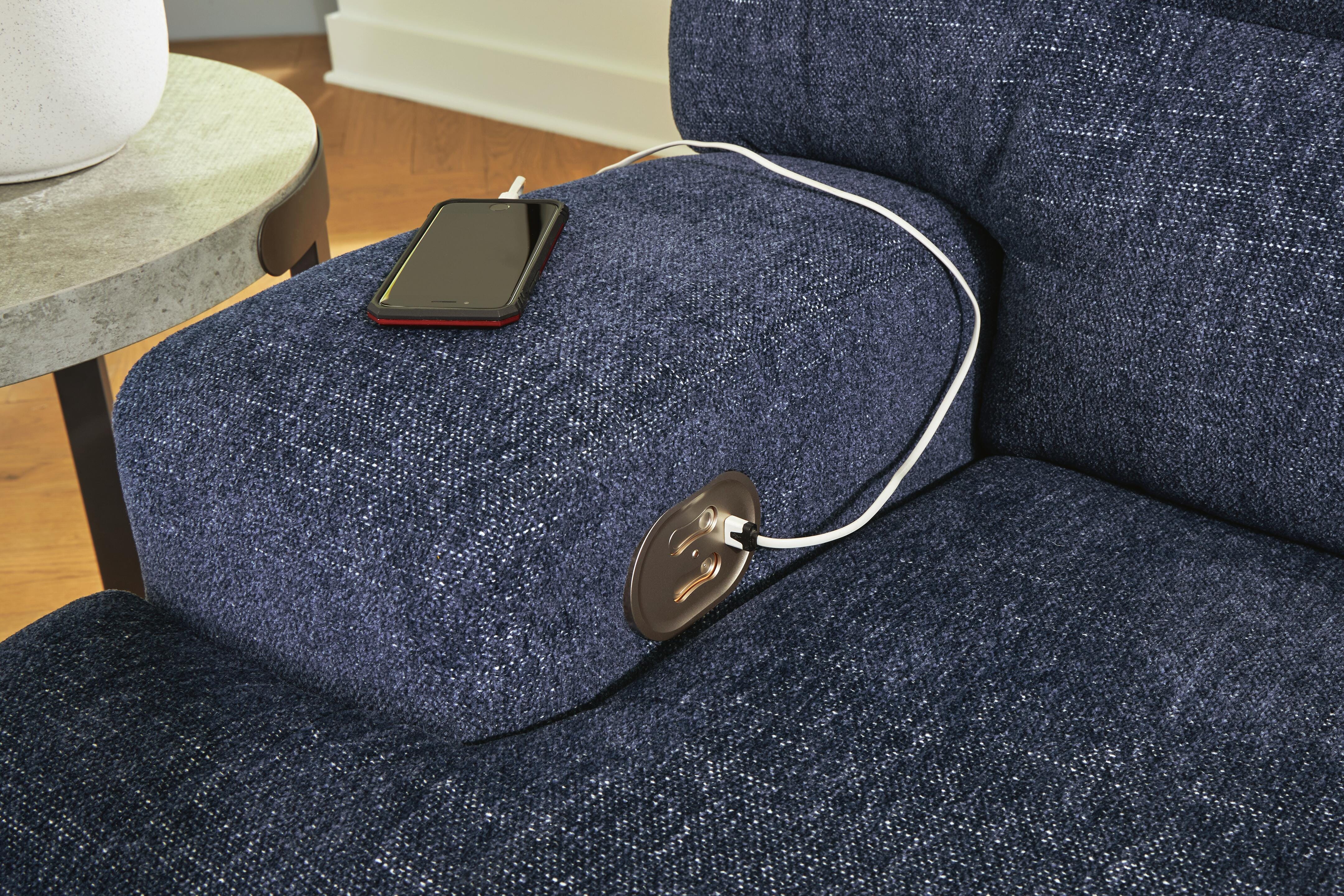 Acklen Place 5-Piece Power Reclining Sectional in Navy Performance Fabric and Next-Gen Nuvella