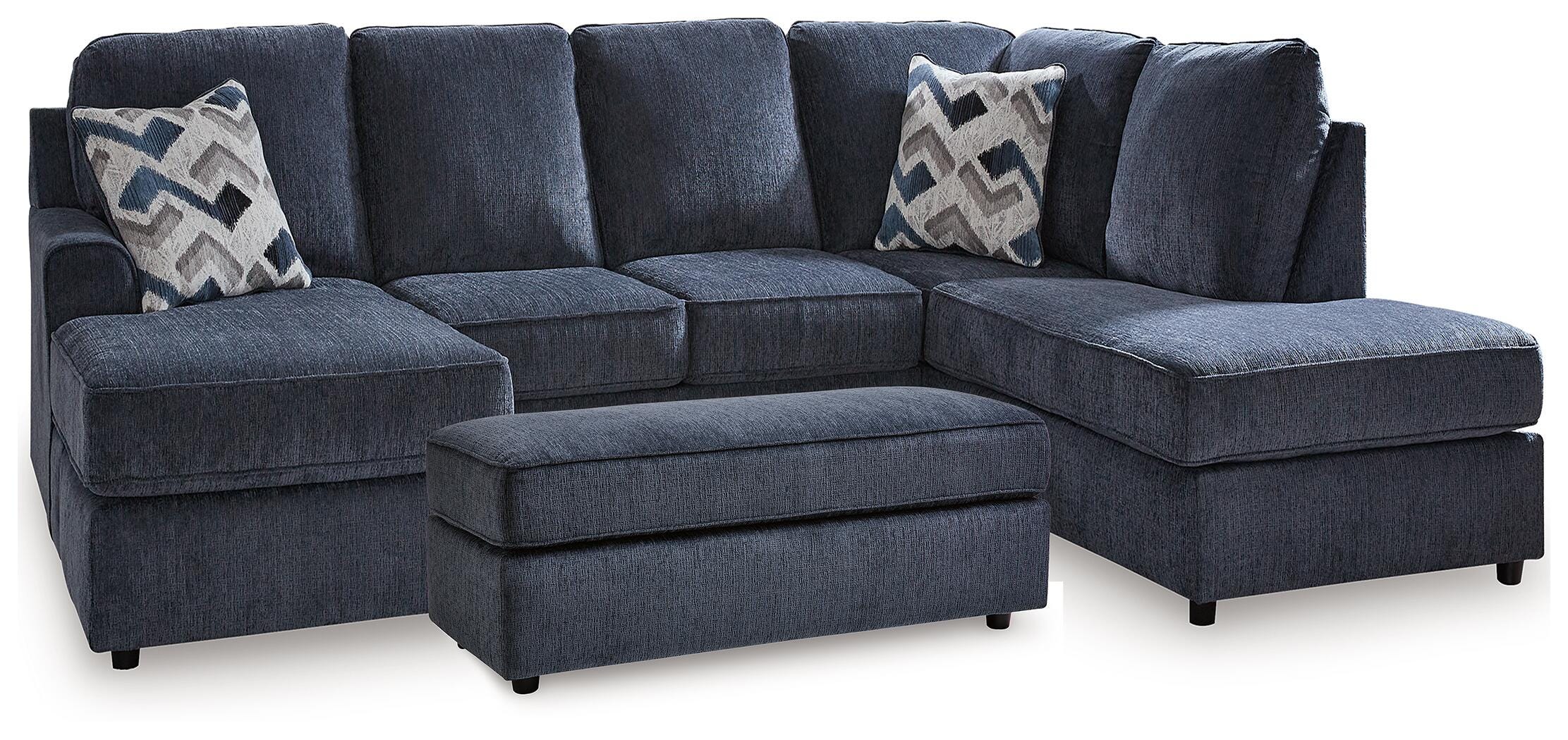 Albar Place 2-Piece Sectional and Ottoman in Cobalt
