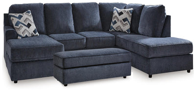 Albar Place 2-Piece Sectional and Ottoman in Cobalt