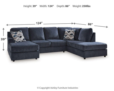 Albar Place 2-Piece LAF Sectional in Cobalt Chenille
