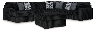 Midnight-Madness 4-Piece Sectional and Ottoman in Onyx