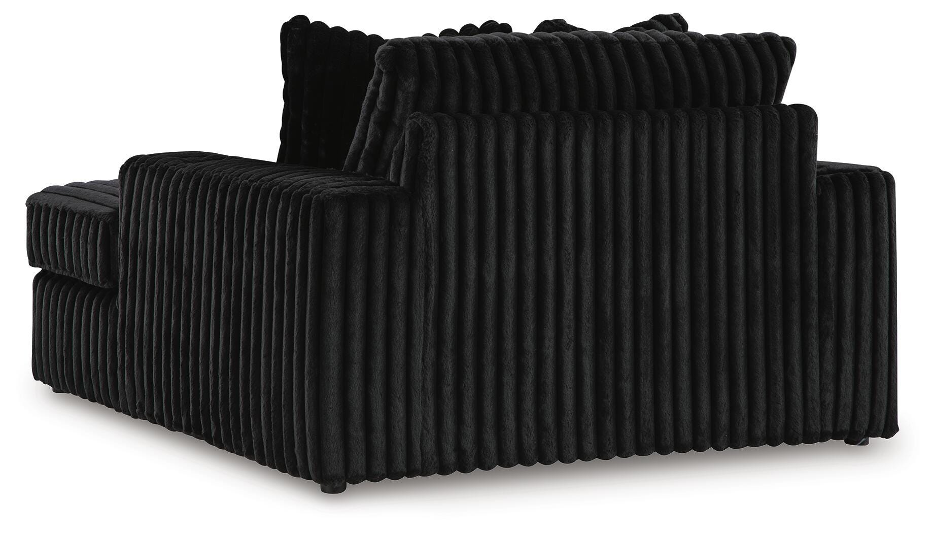 Midnight-Madness 3-Piece Sectional, Chaise and Oversized Accent Ottoman in Onyx