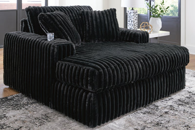 Midnight-Madness 2-Piece Sectional and Oversized Chaise in Onyx