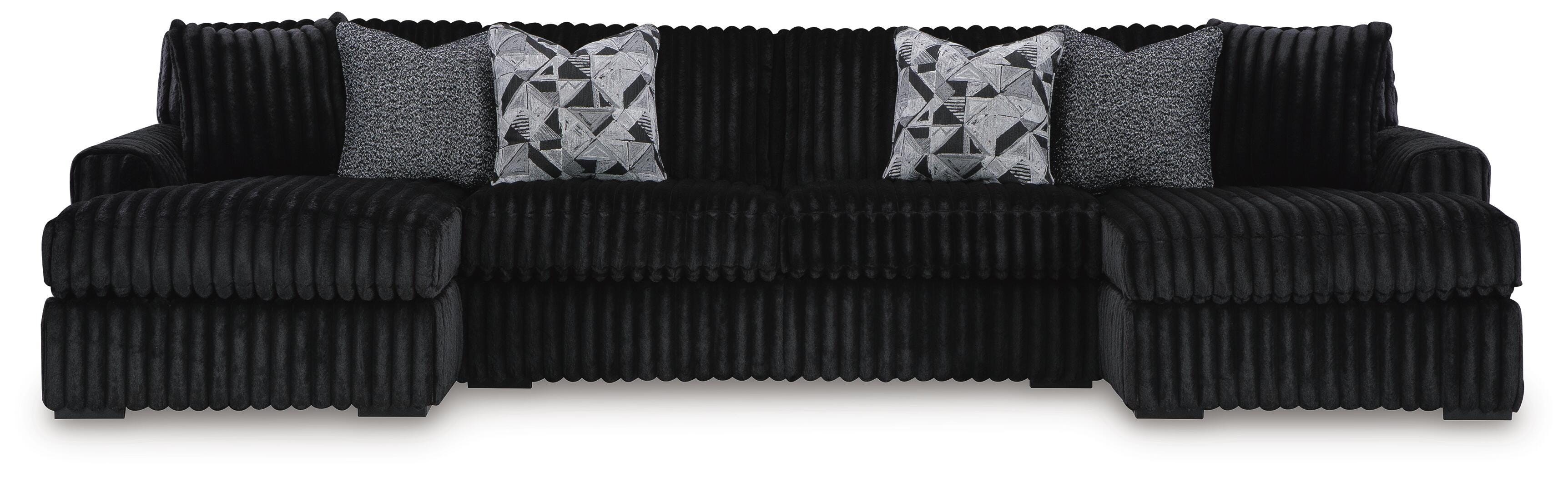 Midnight-Madness 3-Piece Double Chaise Sectional in Onyx Velvet