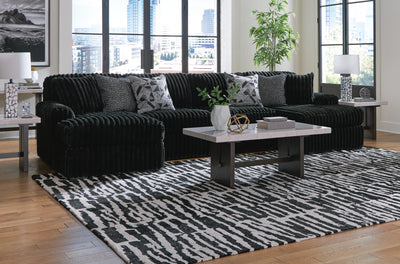 Midnight-Madness 3-Piece Double Chaise Sectional in Onyx Velvet