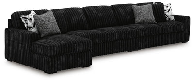 Midnight-Madness 3-Piece Sectional with LAF Chaise in Onyx Velvet
