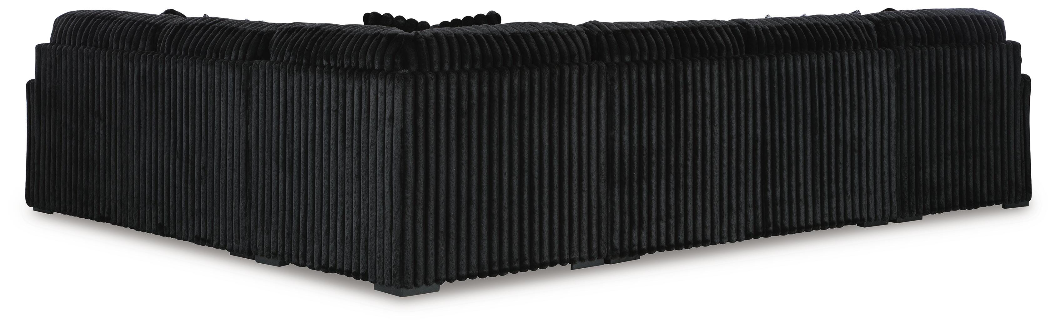 Midnight-Madness 4-Piece Sectional with LAF Chaise  in Onyx Velvet