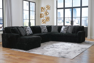 Midnight-Madness 4-Piece Sectional with LAF Chaise  in Onyx Velvet
