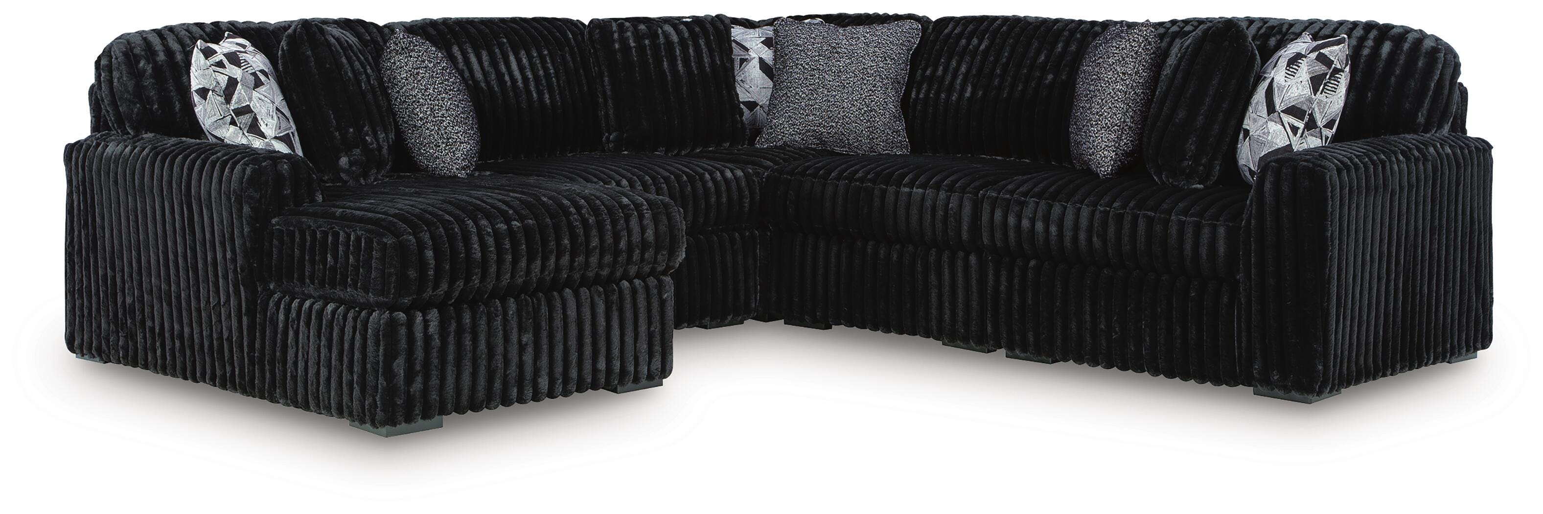 Midnight-Madness 5-Piece LAF Chaise Sectional in Onyx