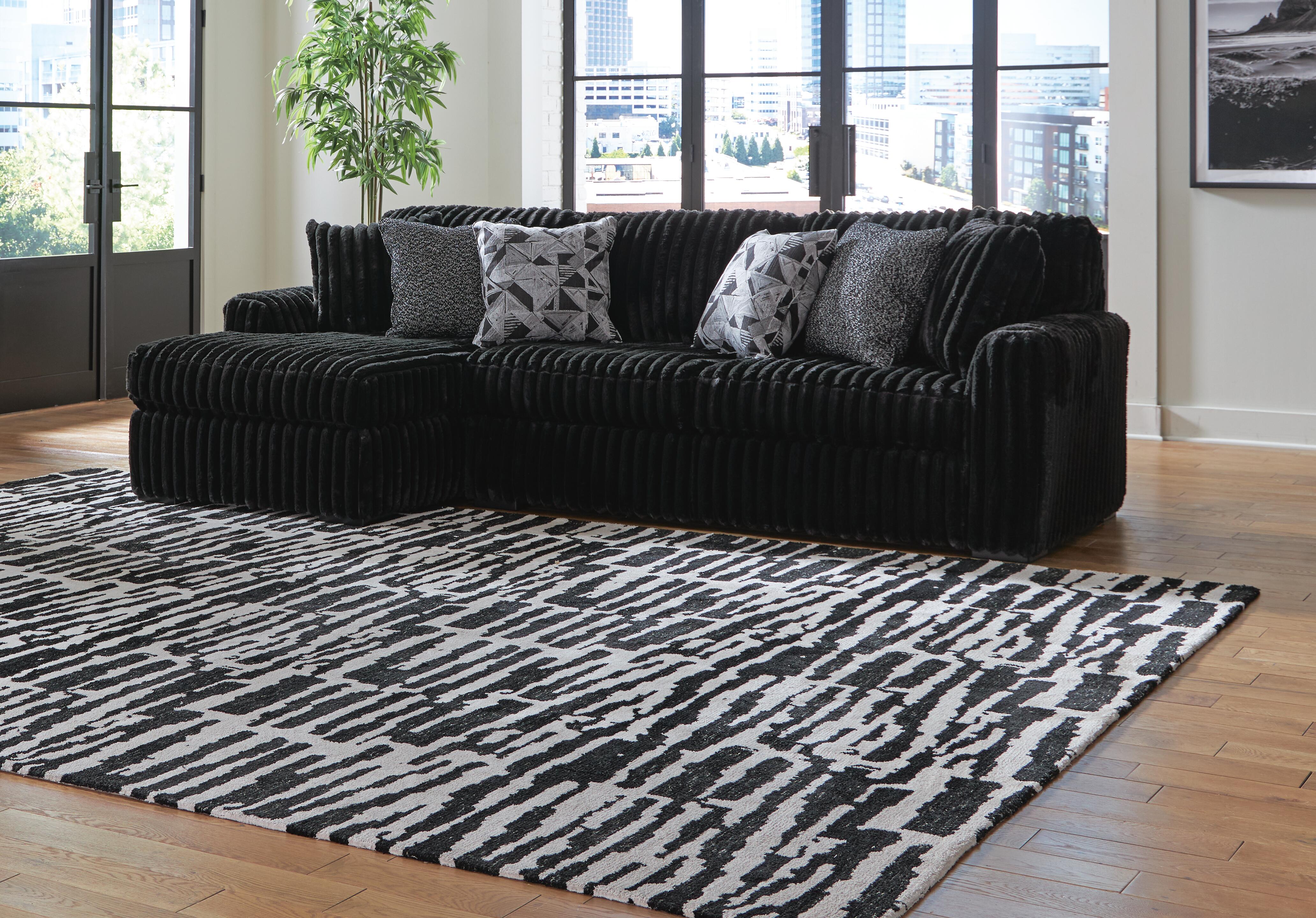 Midnight-Madness 2-Piece LAF Chaise Sectional Sofa in Onyx Velvet