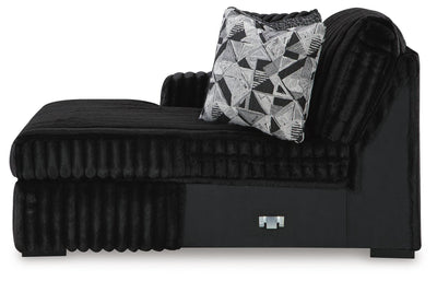Midnight-Madness 3-Piece Double Chaise Sectional in Onyx Velvet