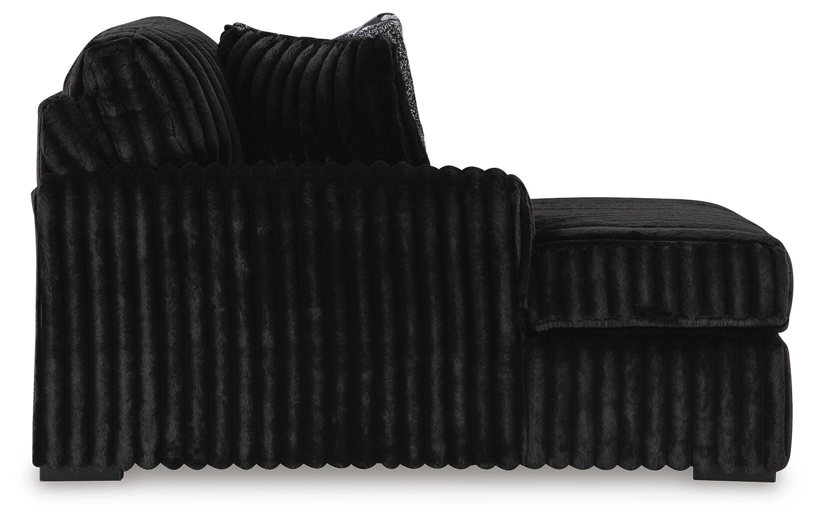 Midnight-Madness 3-Piece Double Chaise Sectional in Onyx Velvet