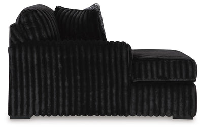 Midnight-Madness 3-Piece Sectional with LAF Chaise in Onyx Velvet