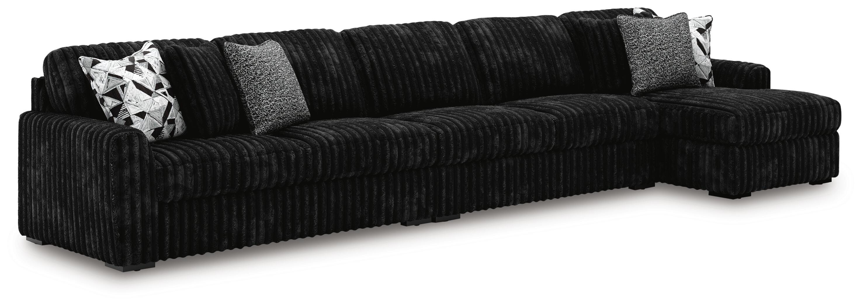 Midnight-Madness 3-Piece Sectional with RAF Chaise in Onyx Velvet