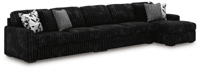 Midnight-Madness 3-Piece Sectional with RAF Chaise in Onyx Velvet