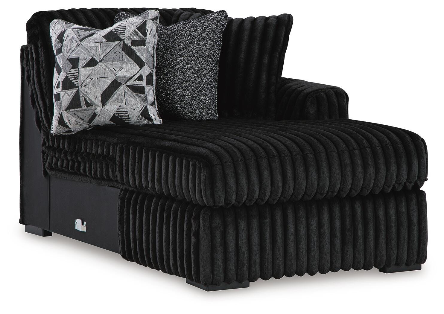 Midnight-Madness 3-Piece Double Chaise Sectional in Onyx Velvet