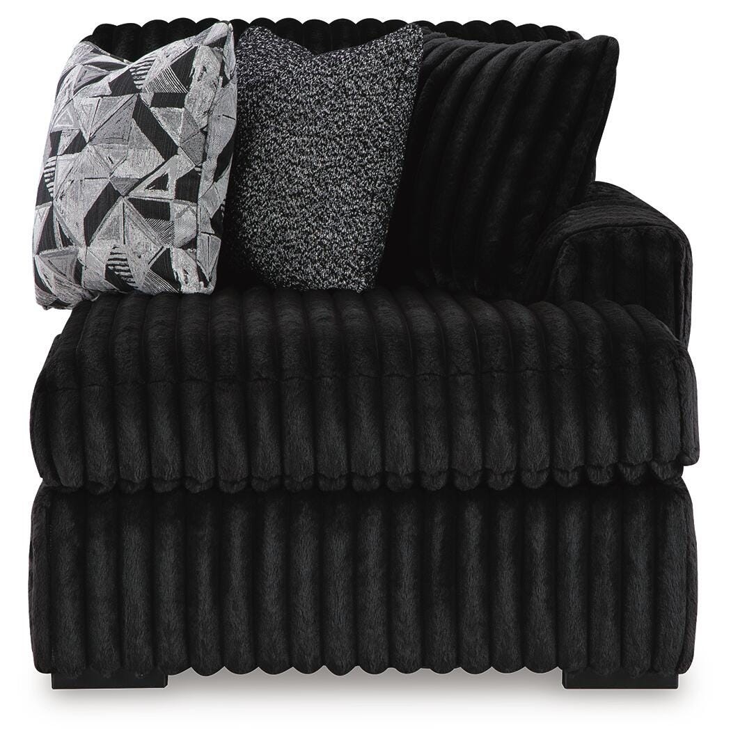Midnight-Madness 3-Piece Sectional with Double Chaise and Ottoman in Onyx