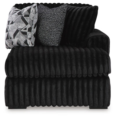 Midnight-Madness 3-Piece Sectional with Double Chaise and Ottoman in Onyx