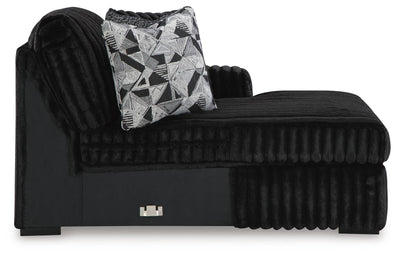 Midnight-Madness 3-Piece Sectional with Double Chaise and Ottoman in Onyx