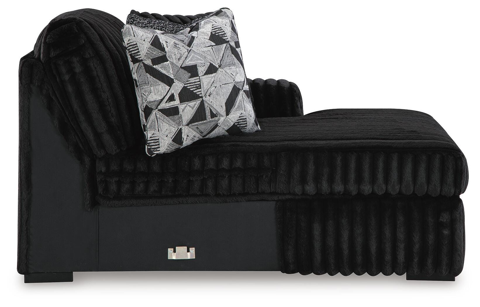 Midnight-Madness 4-Piece Sectional and Oversized Accent Ottoman in Onyx