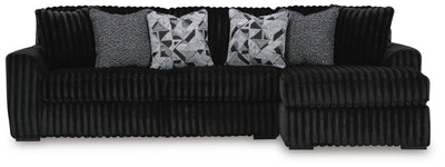 Midnight-Madness 2-Piece RAF Chaise Sectional Sofa in Onyx Velvet