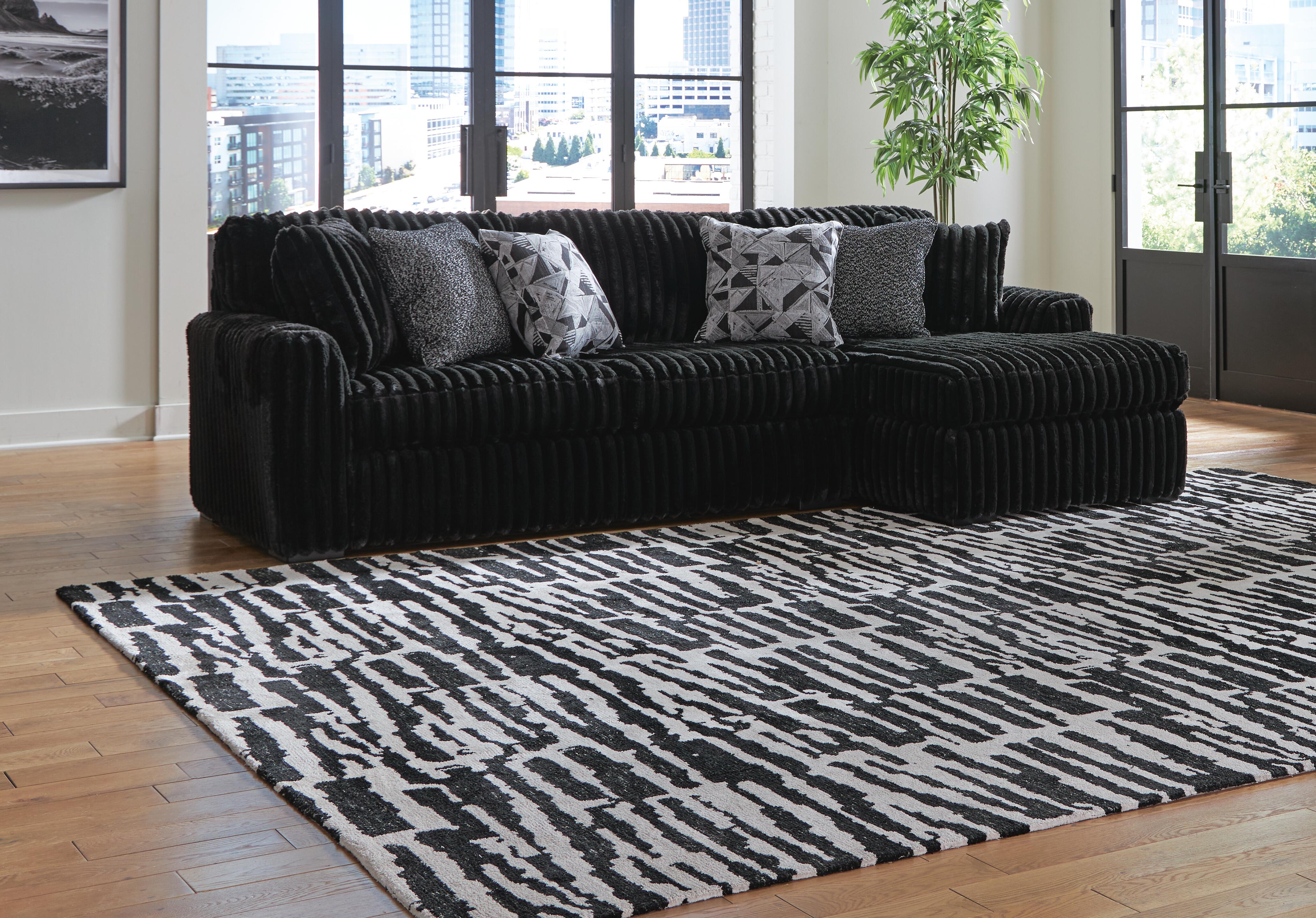 Midnight-Madness 2-Piece RAF Chaise Sectional Sofa in Onyx Velvet