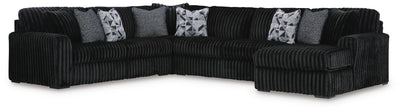 Midnight-Madness 4-Piece RAF Chaise Sectional in Onyx Velvet