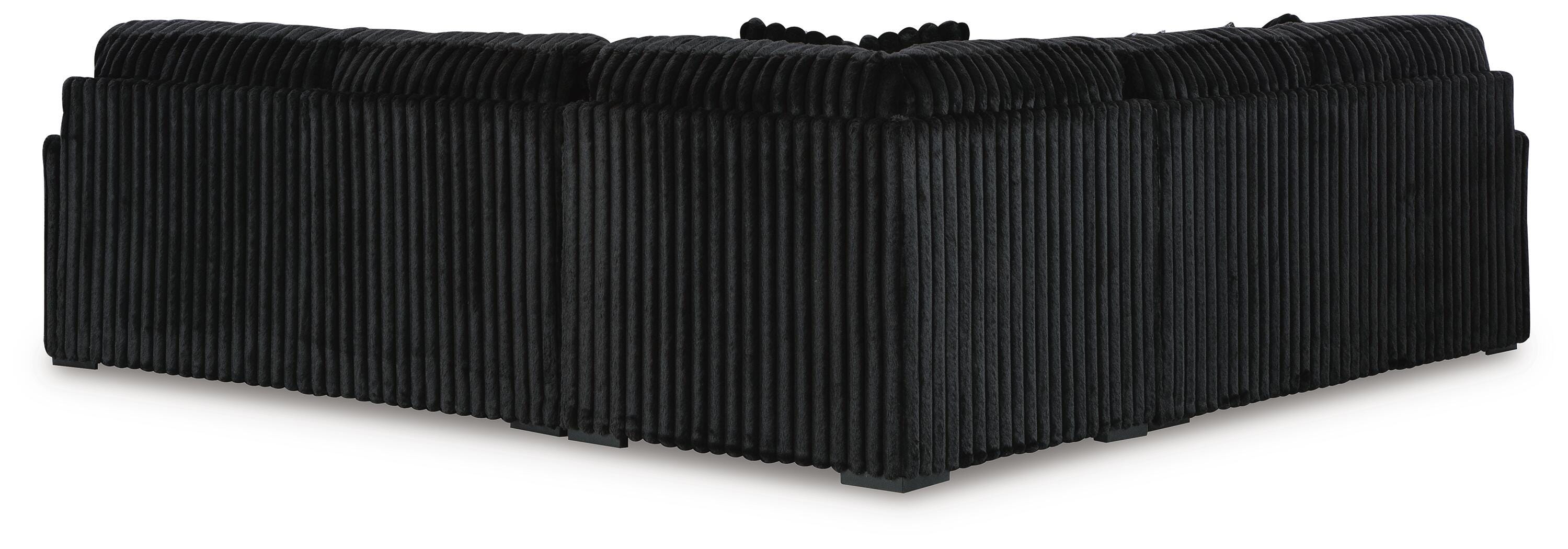 Midnight-Madness 3-Piece Symmetrical Sectional in Onyx Velvet