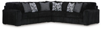 Midnight-Madness 3-Piece Symmetrical Sectional in Onyx Velvet