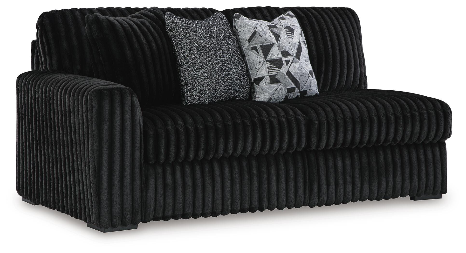 Midnight-Madness 3-Piece Sectional with RAF Chaise in Onyx Velvet