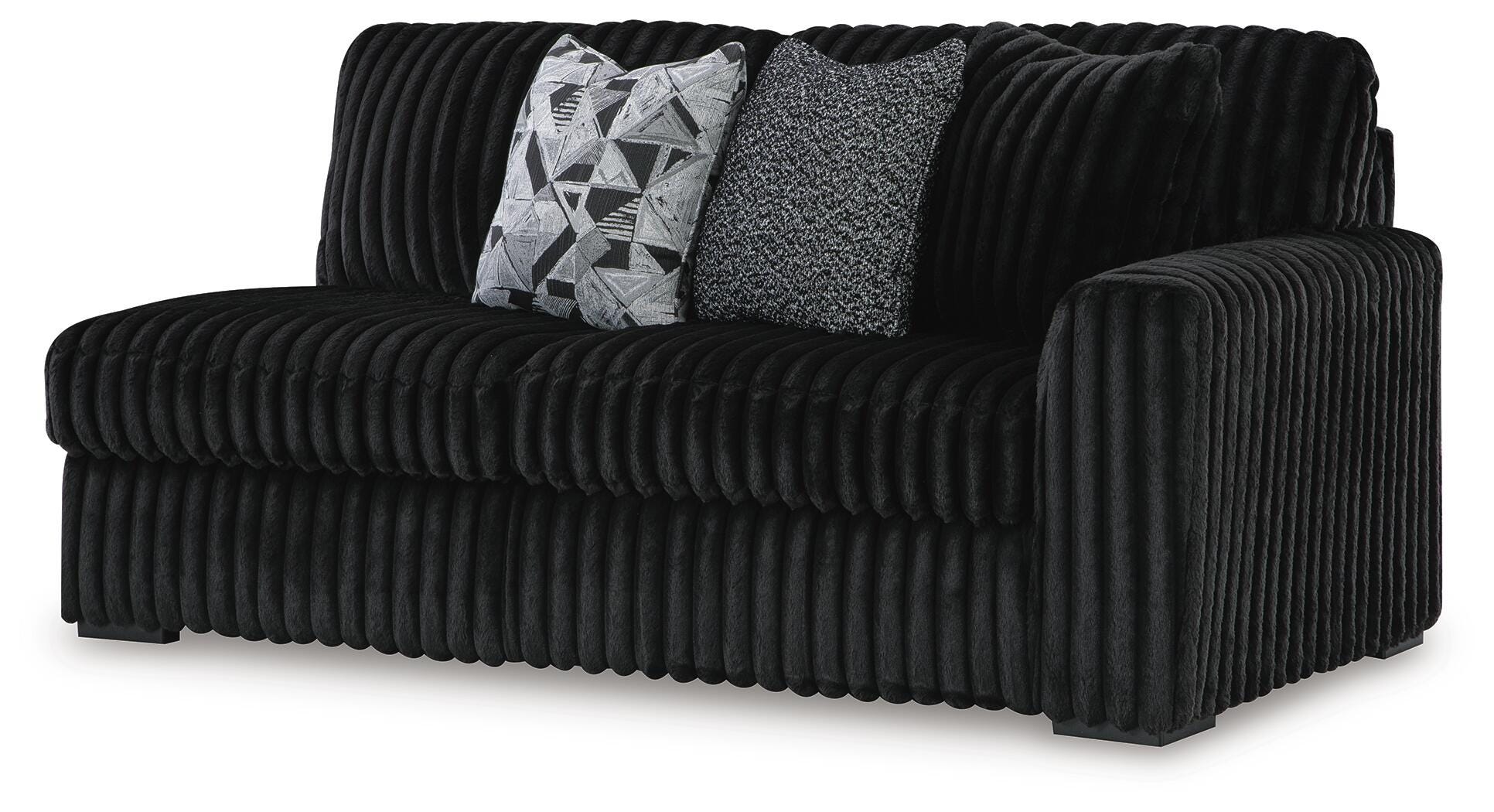 Midnight-Madness 3-Piece Sectional, Chaise and Oversized Accent Ottoman in Onyx