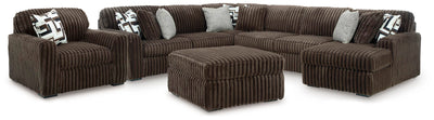 Midnight-Madness 4-Piece Sectional with Chaise, Oversized Chair and Ottoman in Chocolate