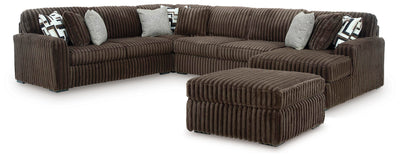 Midnight-Madness 4-Piece Sectional and Oversized Accent Ottoman in Chocolate