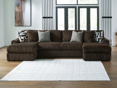Midnight-Madness 3-Piece Double Chaise Sectional in Chocolate Velvet