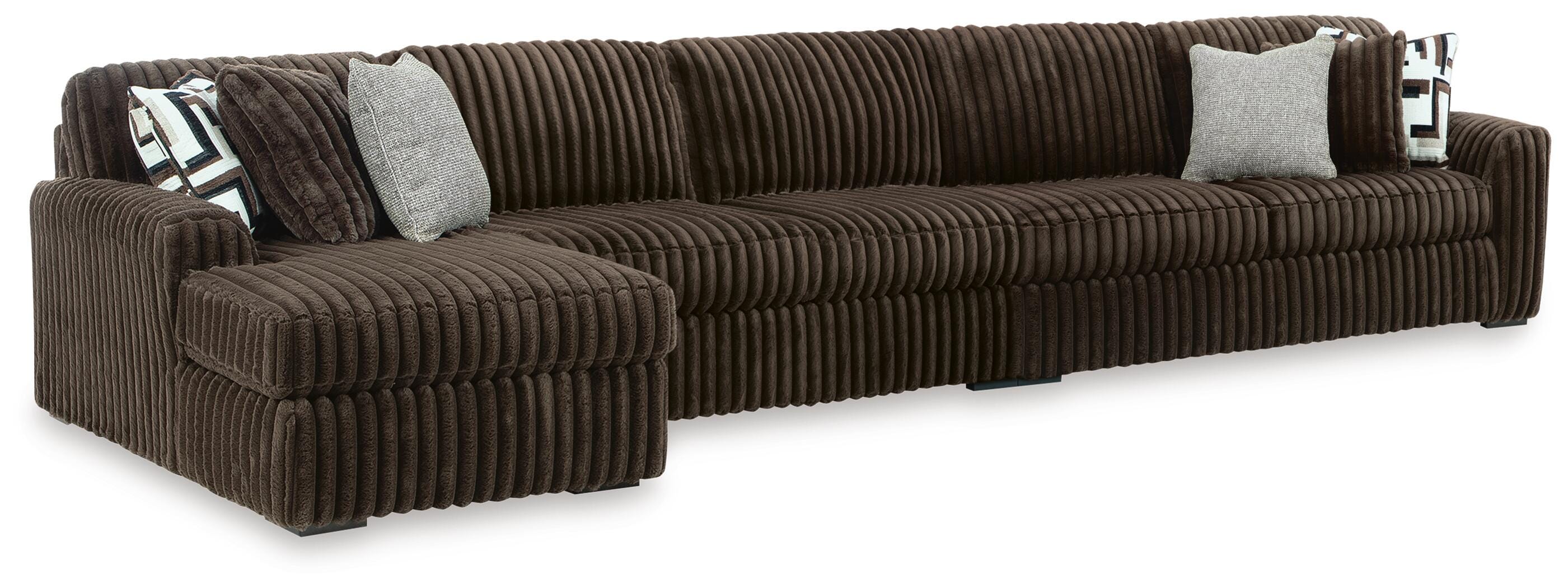 Midnight-Madness 3-Piece Sectional with LAF Chaise  in Chocolate Velvet